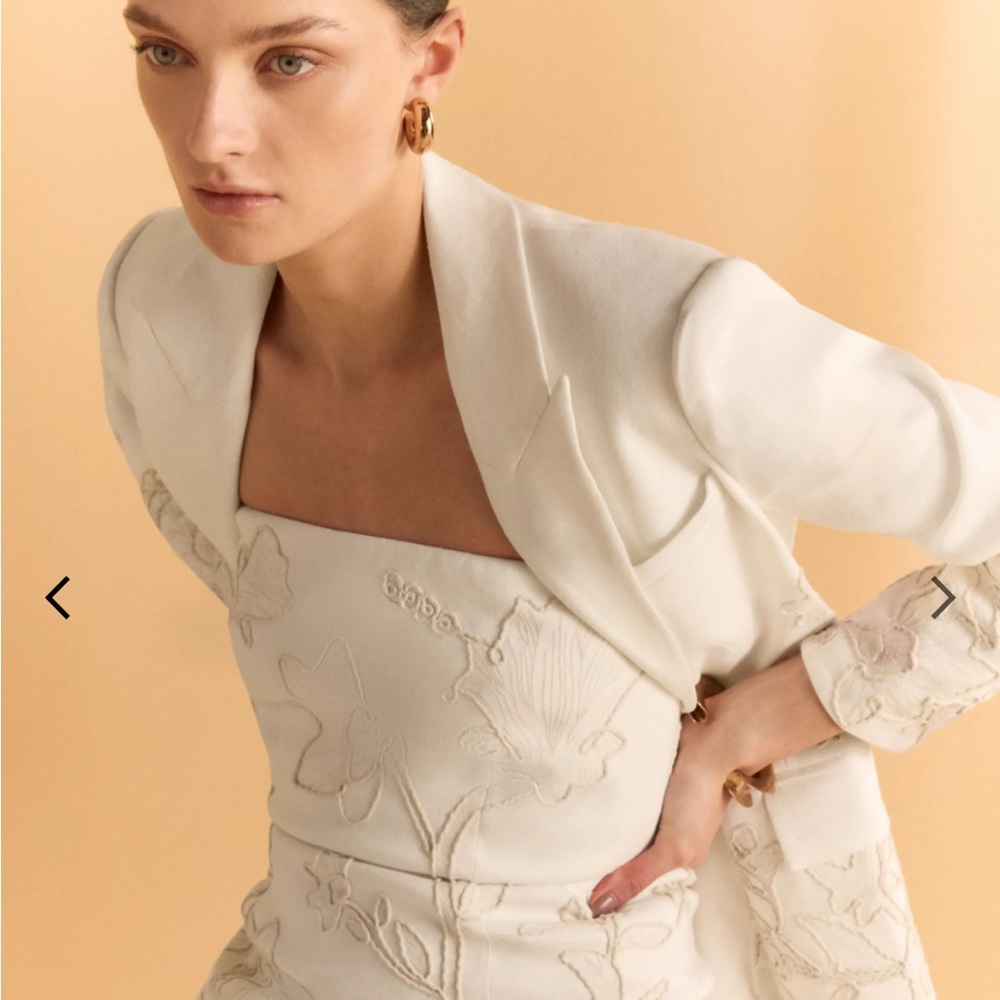 2025 Authentic Veronica Beard off white Netia Strapless Embroidered Dress